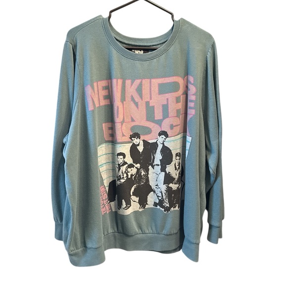 New Kids On The Block Sweaters - New Kids on the Block Graphic Sweater - Bluish green, Torrid size 3